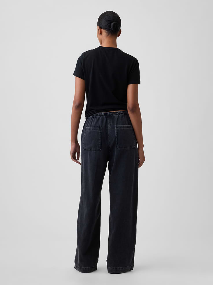 Image number 4 showing, High Rise Pull-On Wide-Leg Jeans
