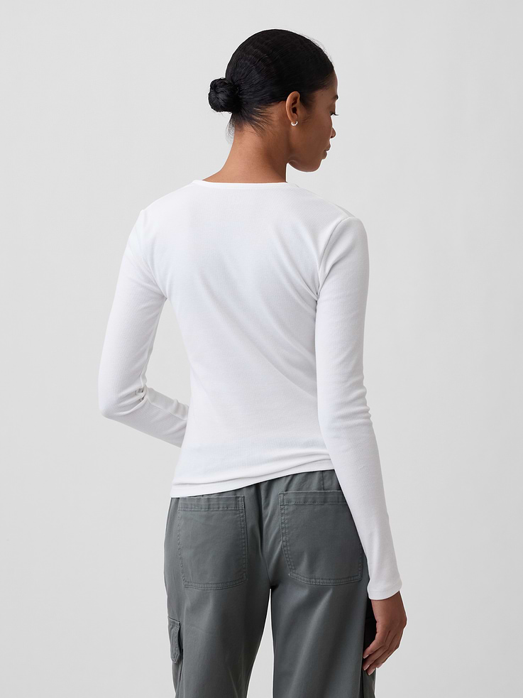Image number 2 showing, Fitted Ribbed V-Neck Top