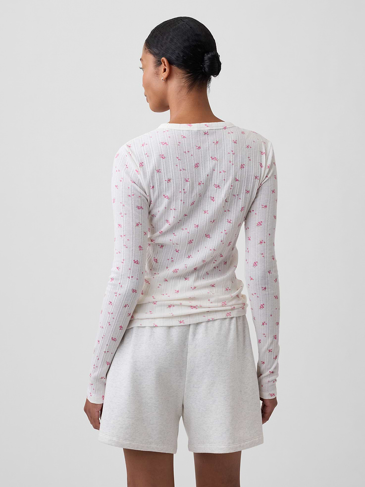 Image number 2 showing, Essential Ribbed Pointelle T-Shirt
