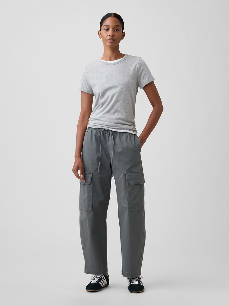 Image number 1 showing, Mid Rise Pull-On Barrel Khakis