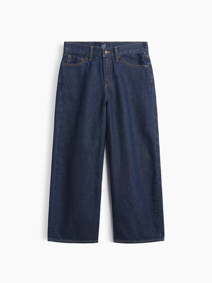 Image 1 of 3, This product is made with/contains 5% recycled cotton. Compared to virgin materials, using recycled materials helps reduce resource use and waste., This product is part of our water-saving Washwell program. Compared with conventional wash methods, Washwell uses at least 20% less water., Non-stretch denim., Dark indigo wash., Button at center front (sizes 4-8 have hook & bar closure beneath faux snap for easy on and off), zip fly., Classic five-pocket styling., Product #1177896