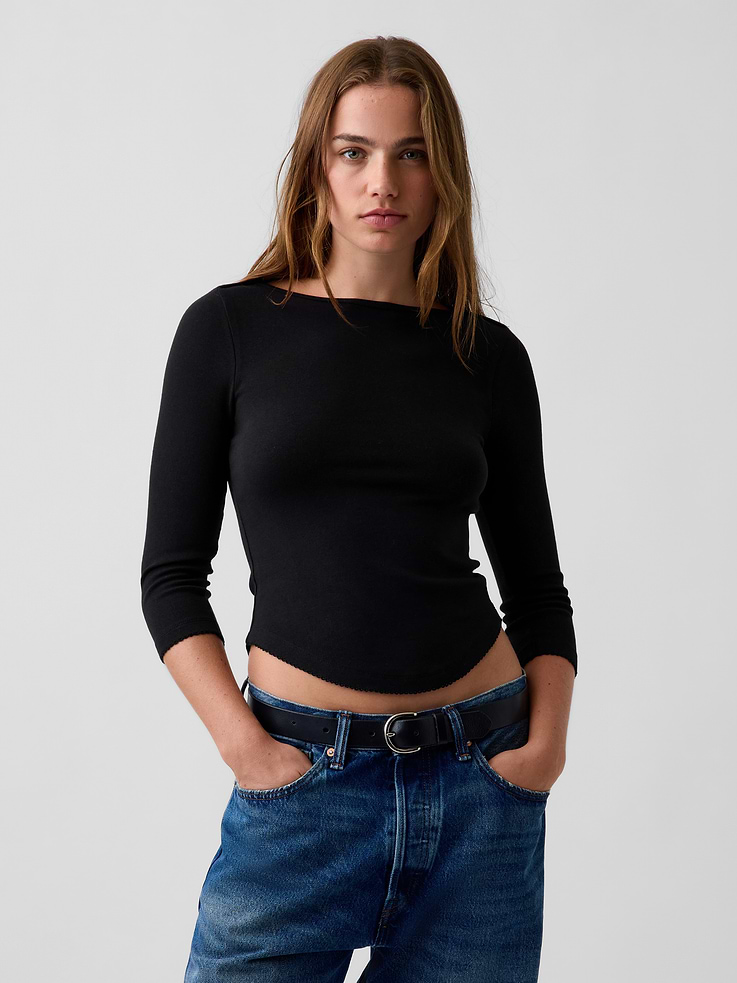 Image number 1 showing, Modern Boatneck T-Shirt