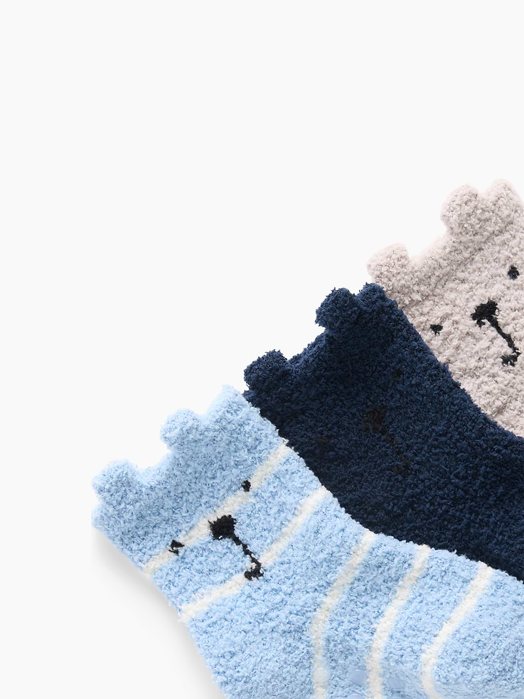 Image 2 de 2, Chaussettes douillettes à motif d’ourson pour Bébé (3 paires)