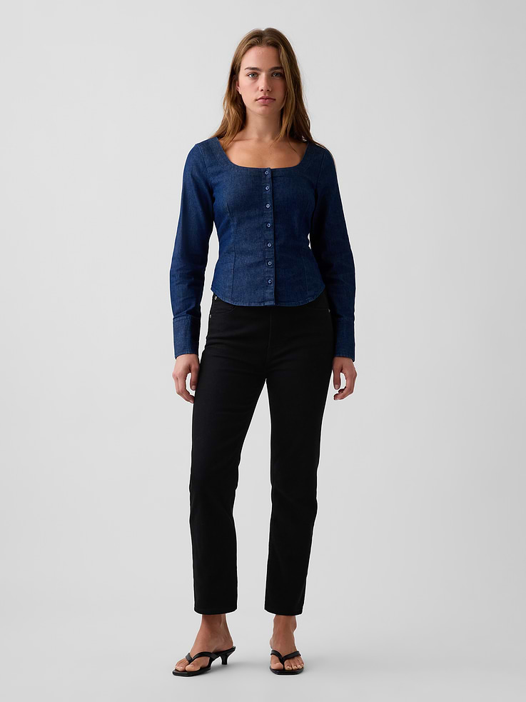 Image number 2 showing, Denim Scoop Neck Top