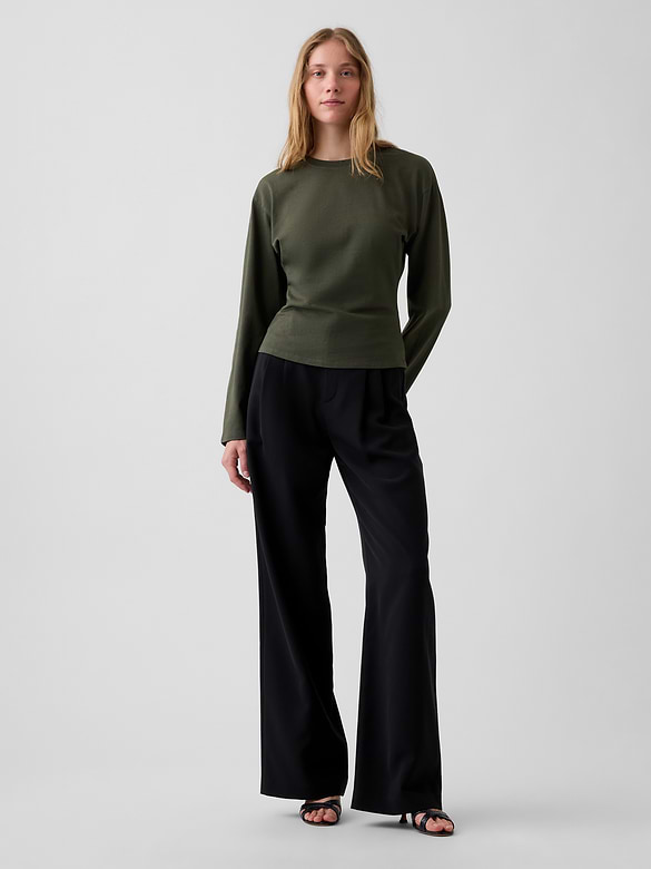 Knit Fitted-Waist T-Shirt