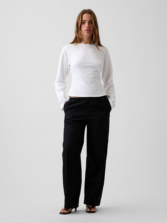 Knit Fitted-Waist T-Shirt