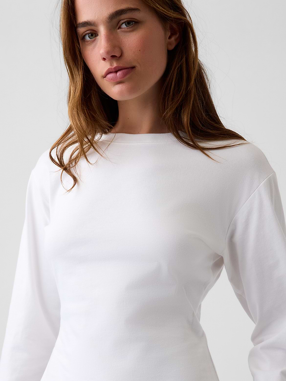 Knit Fitted-Waist T-Shirt