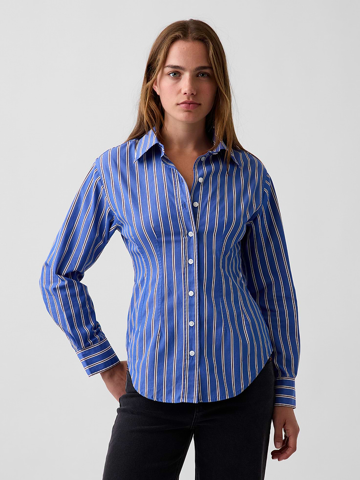 Image number 1 showing, Organic Cotton Poplin Fitted Shirt