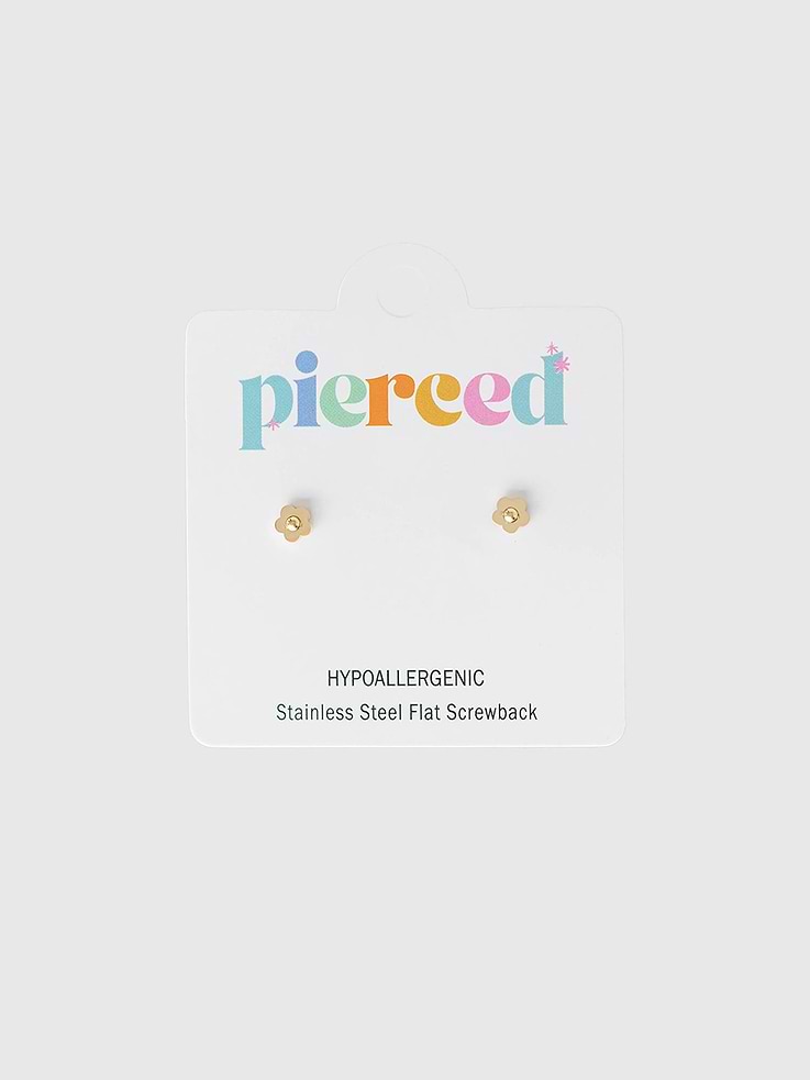 Image number 1 showing, Pierced Co Tiny Classic Flower Screwback Earrings