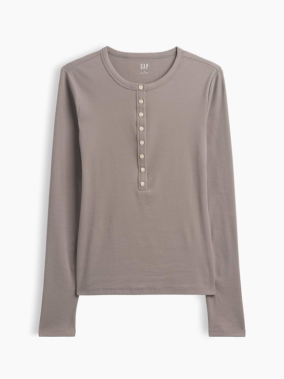 Ribbed Henley T-Shirt