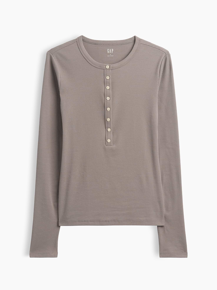 Image number 5 showing, Ribbed Henley T-Shirt