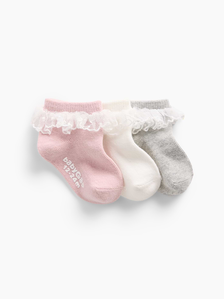 Image number 1 showing, Baby & Toddler Lace Ruffle Socks (3-Pack)
