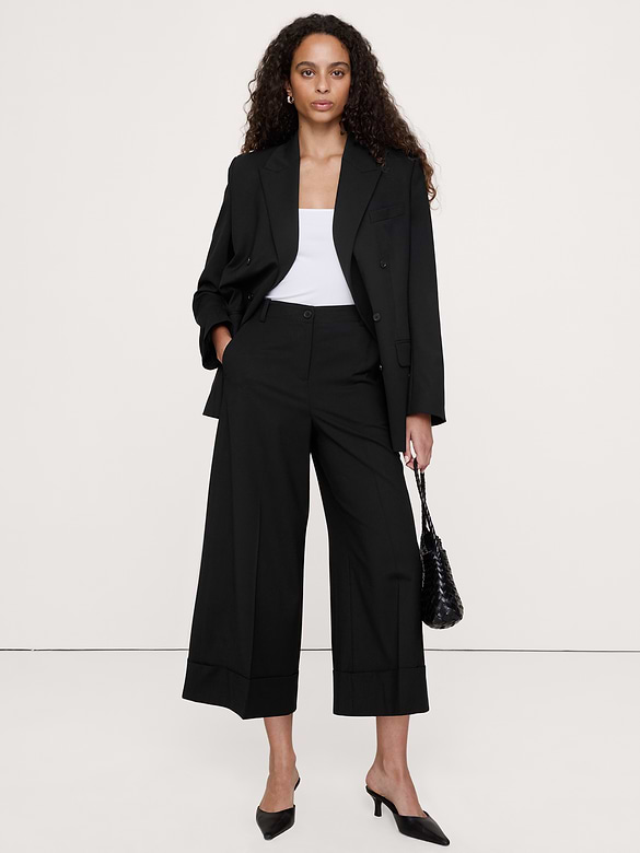 High-Rise Italian Lightweight Wool Culotte