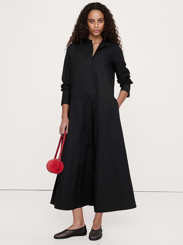 Robe-chemisier trapèze en coton