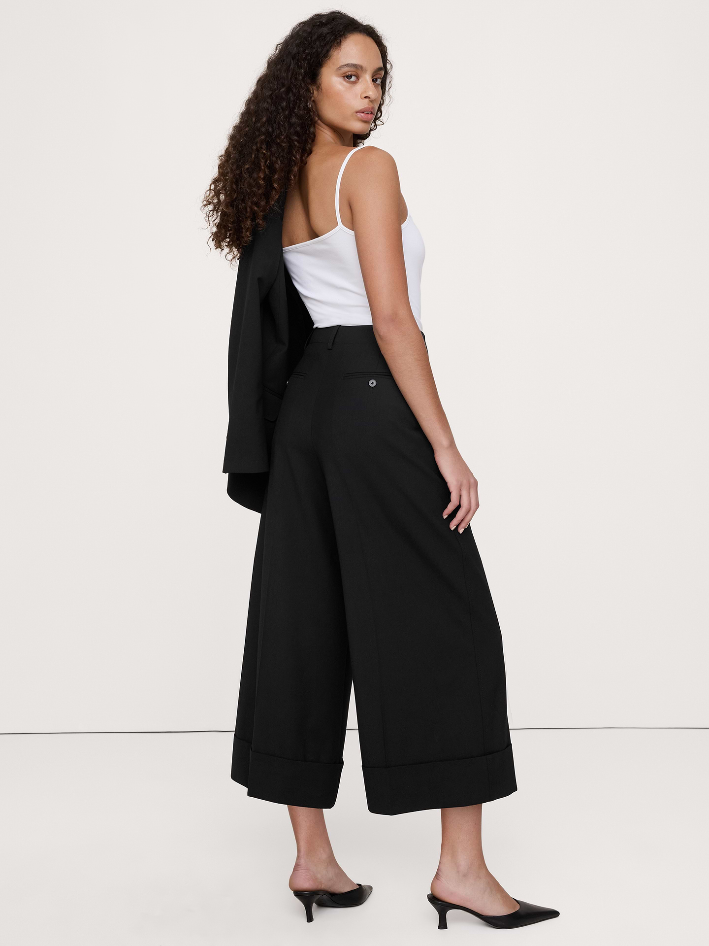 Image number 3 showing, High-Rise Italian Lightweight Wool Culotte