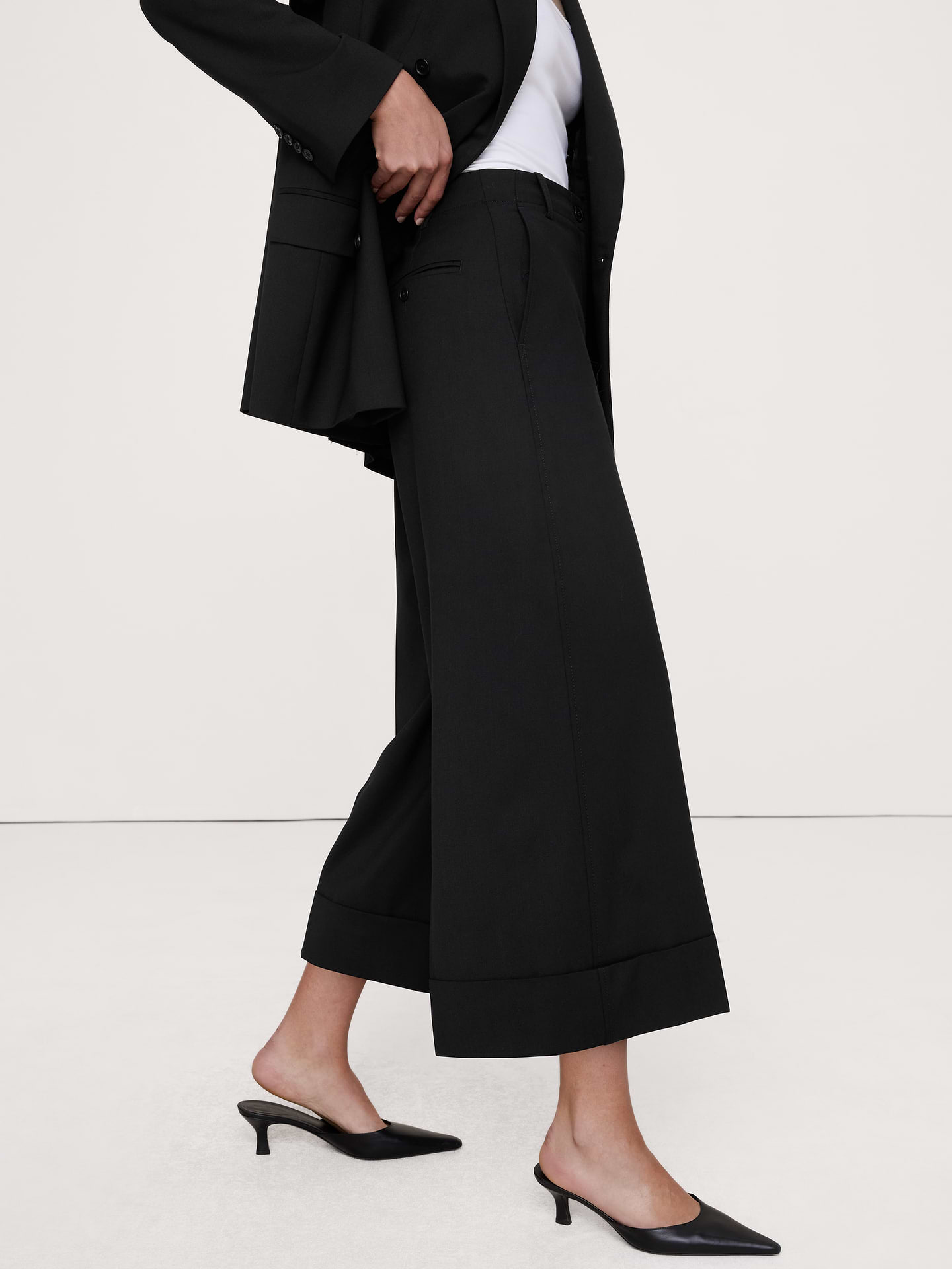 Image number 4 showing, High-Rise Italian Lightweight Wool Culotte