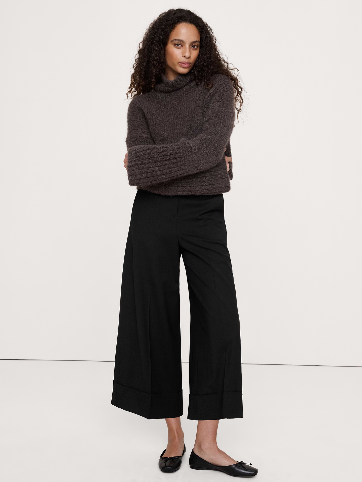 Image number 6 showing, High-Rise Italian Lightweight Wool Culotte