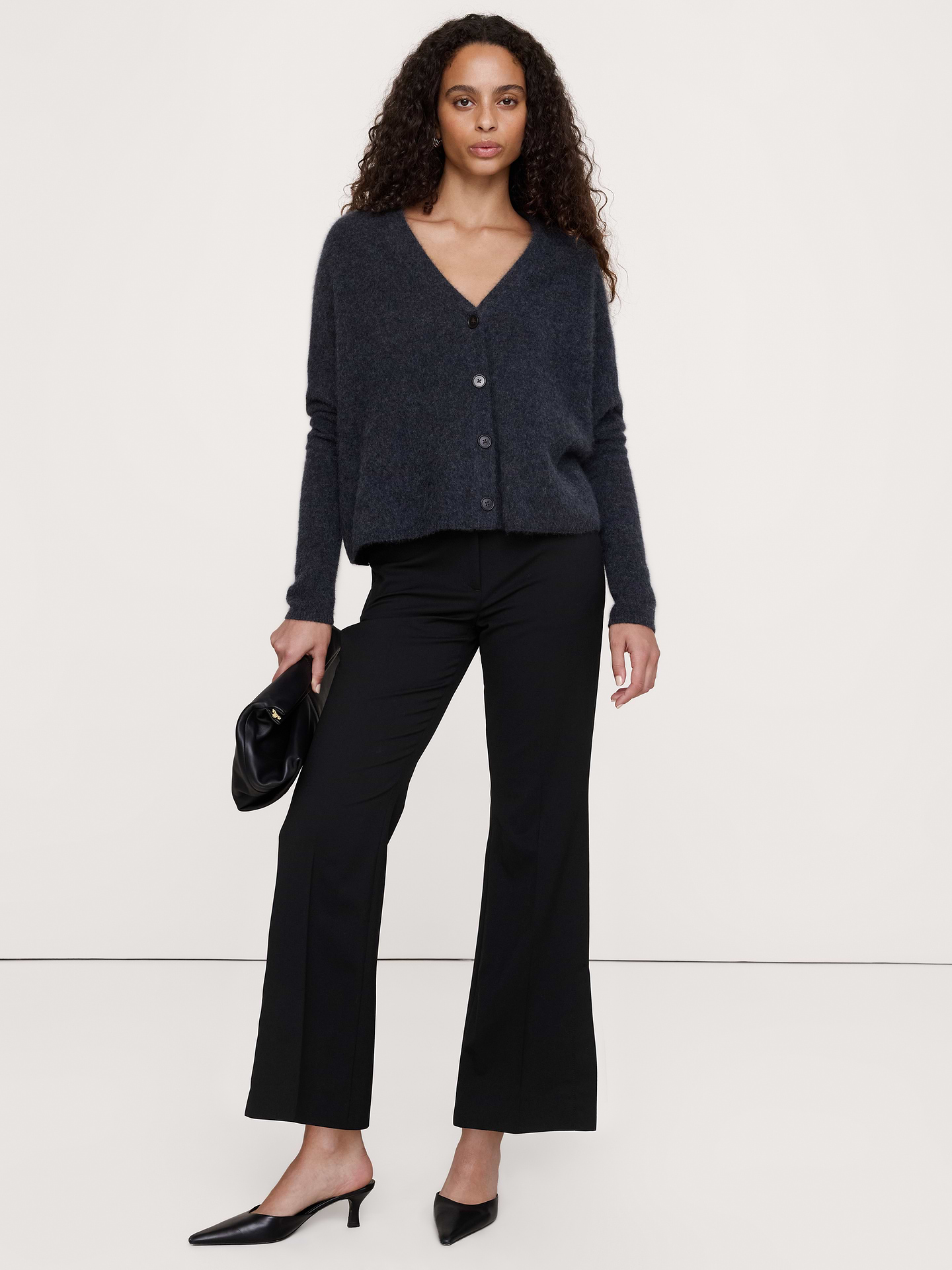 Image number 6 showing, High-Rise Flare Italian Lightweight Wool Pant