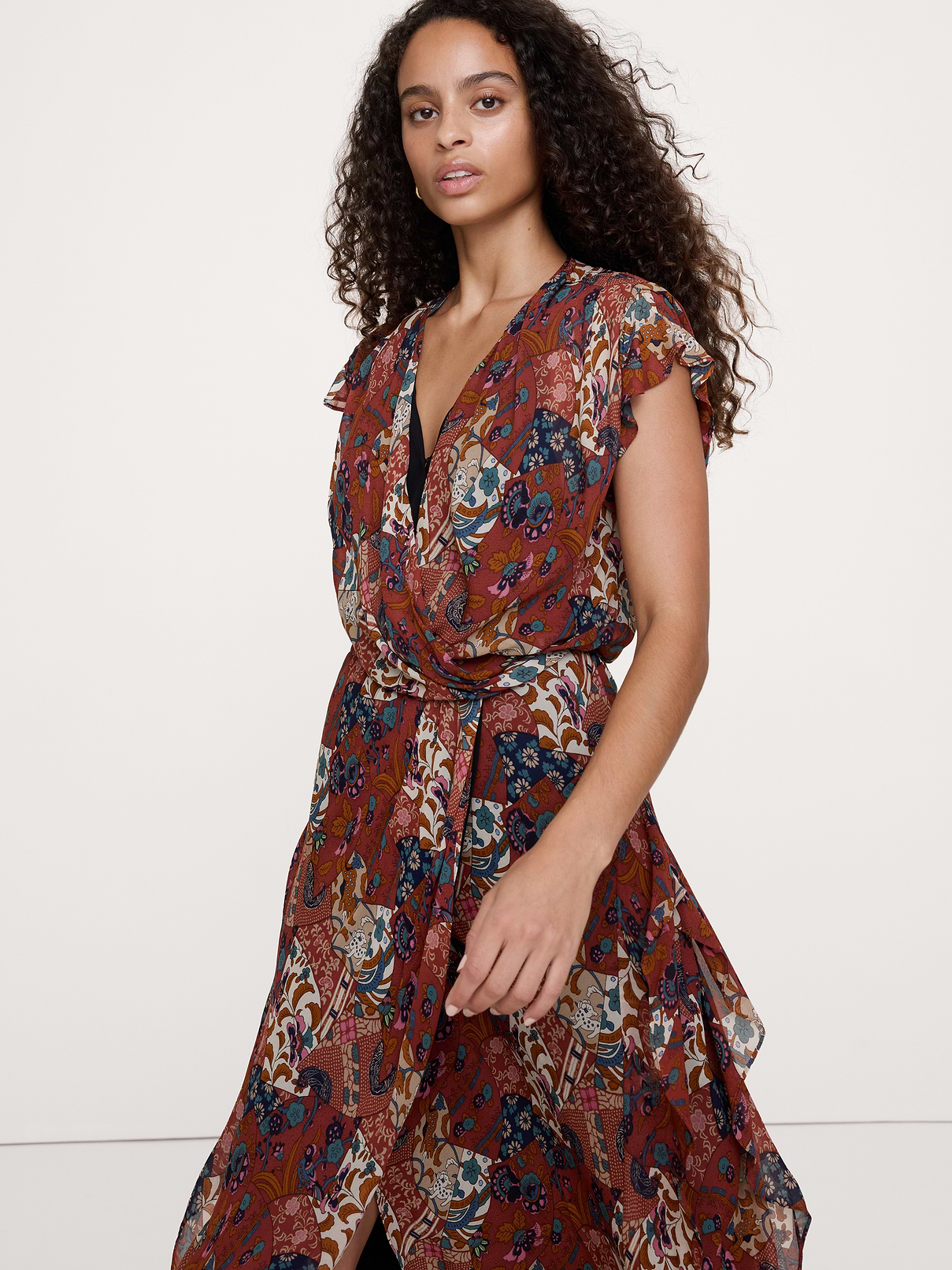 Image 4 of 4, Layered Georgette Ruffle Midi Dress
