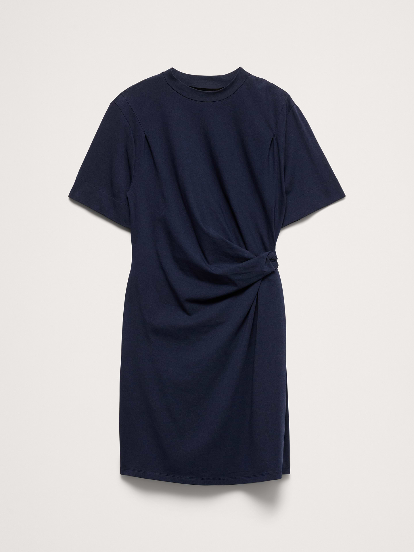 L'image numéro 7 présente Robe mi-longue à encolure montante en coton extensible