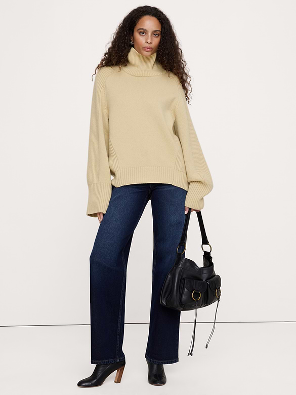 Wool-Cashmere Funnel-Neck Sweater