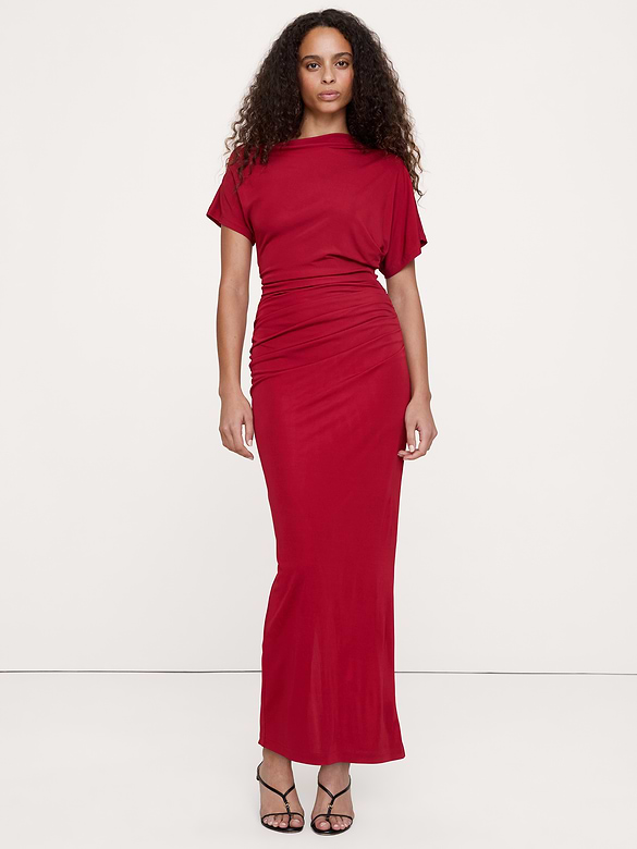 Matte Jersey Draped Maxi Dress
