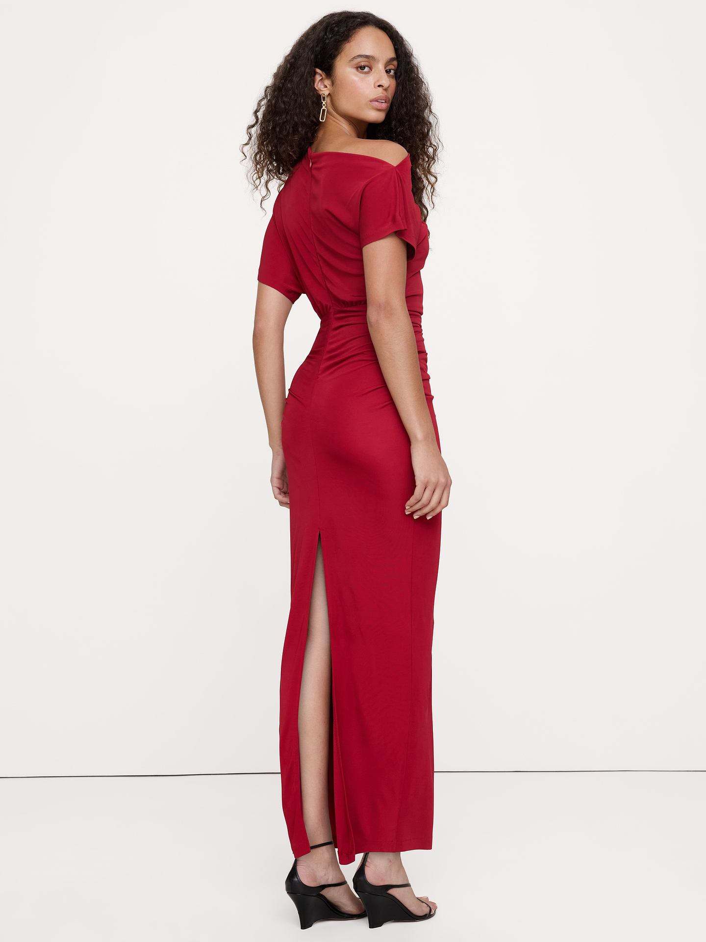 Image 3 of 7, Matte Jersey Draped Maxi Dress