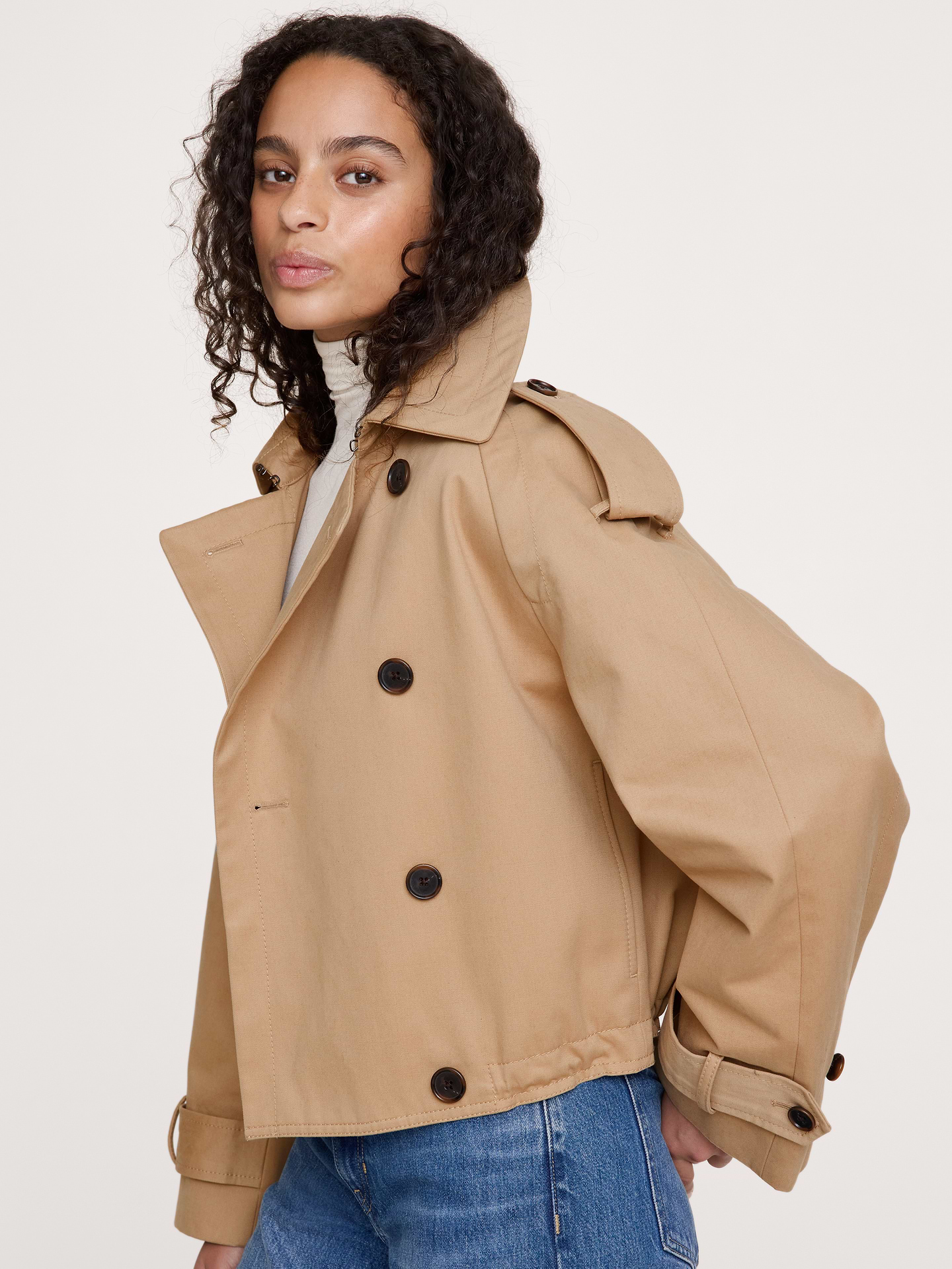 Image number 4 showing, Cropped Cotton Twill Trench Coat