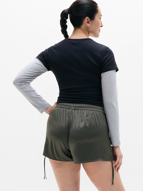 Featherweight Satin Ruched Run Short