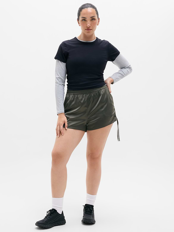 Featherweight Satin Ruched Run Short