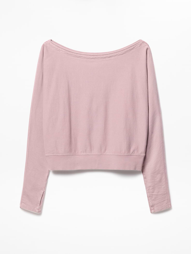 Image number 6 showing, Airy Cotton Terry Snow Wash Boat Neck Sweatshirt