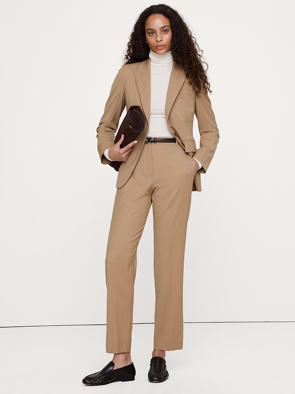 Ultra High-Rise Modern Slim Italian Lightweight Wool Ankle Pant