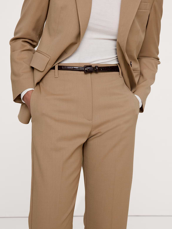 Ultra High-Rise Modern Slim Italian Lightweight Wool Ankle Pant