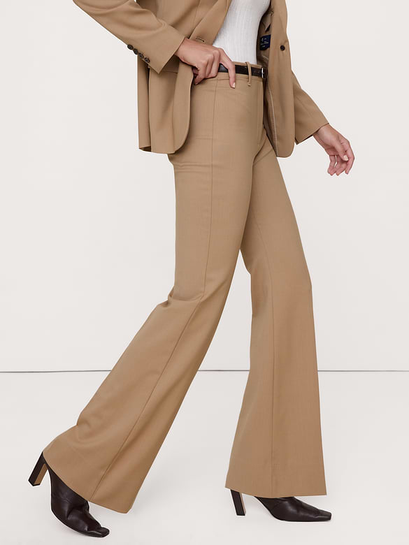 Ultra High-Rise Flare Italian Lightweight Wool Pant