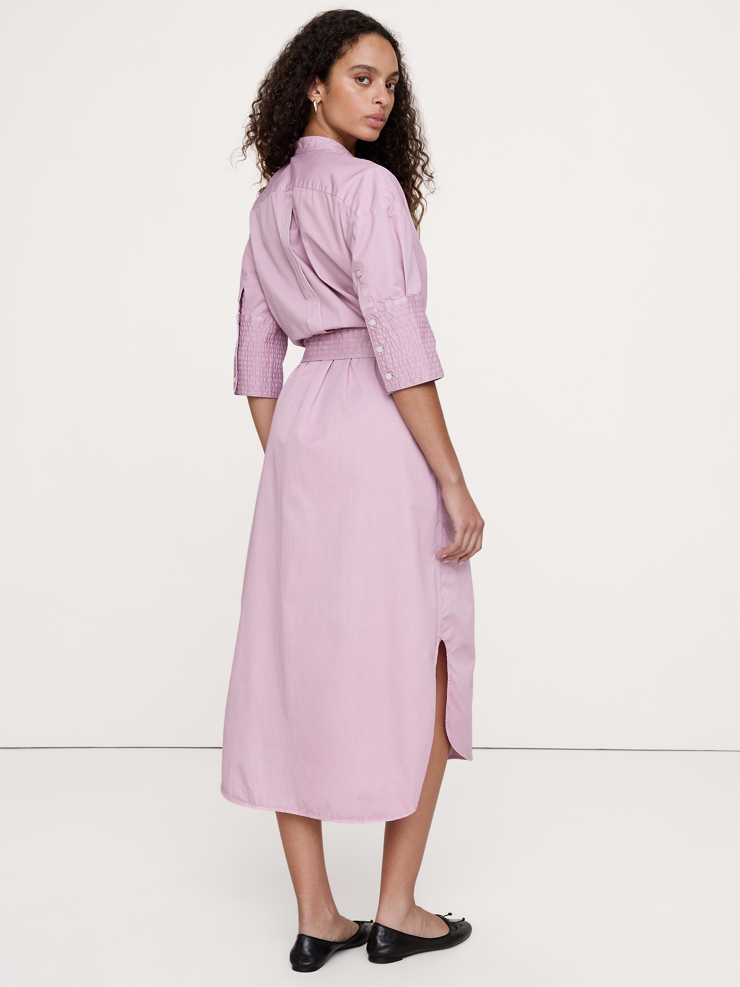 Image number 5 showing, Cotton Twill Belted Shirt Dress