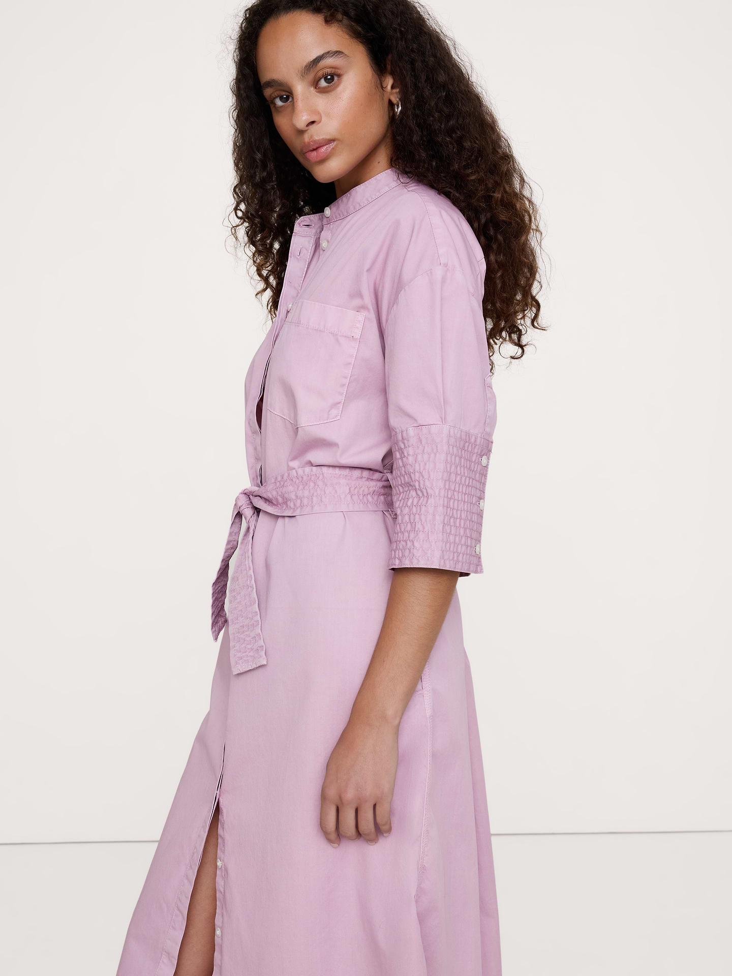 Image number 6 showing, Cotton Twill Belted Shirt Dress