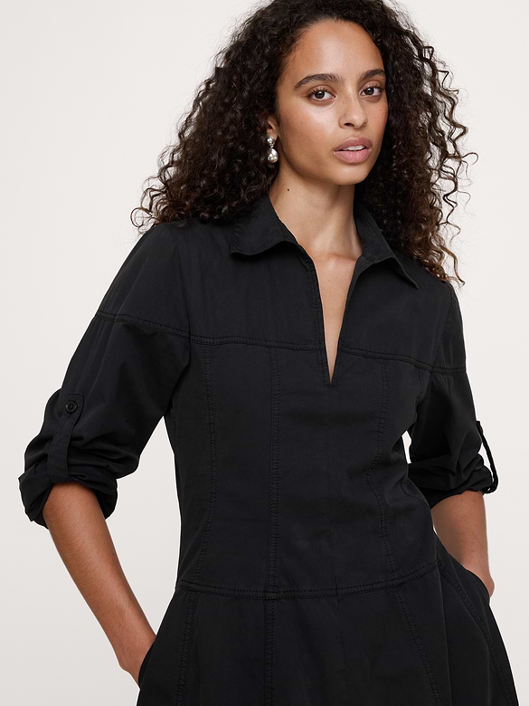 Robe-chemisier à panneaux en sergé de coton