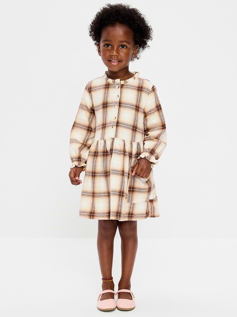 flannel gold dress Long-Sleeve Shirt for Toddler Girls GIRLS