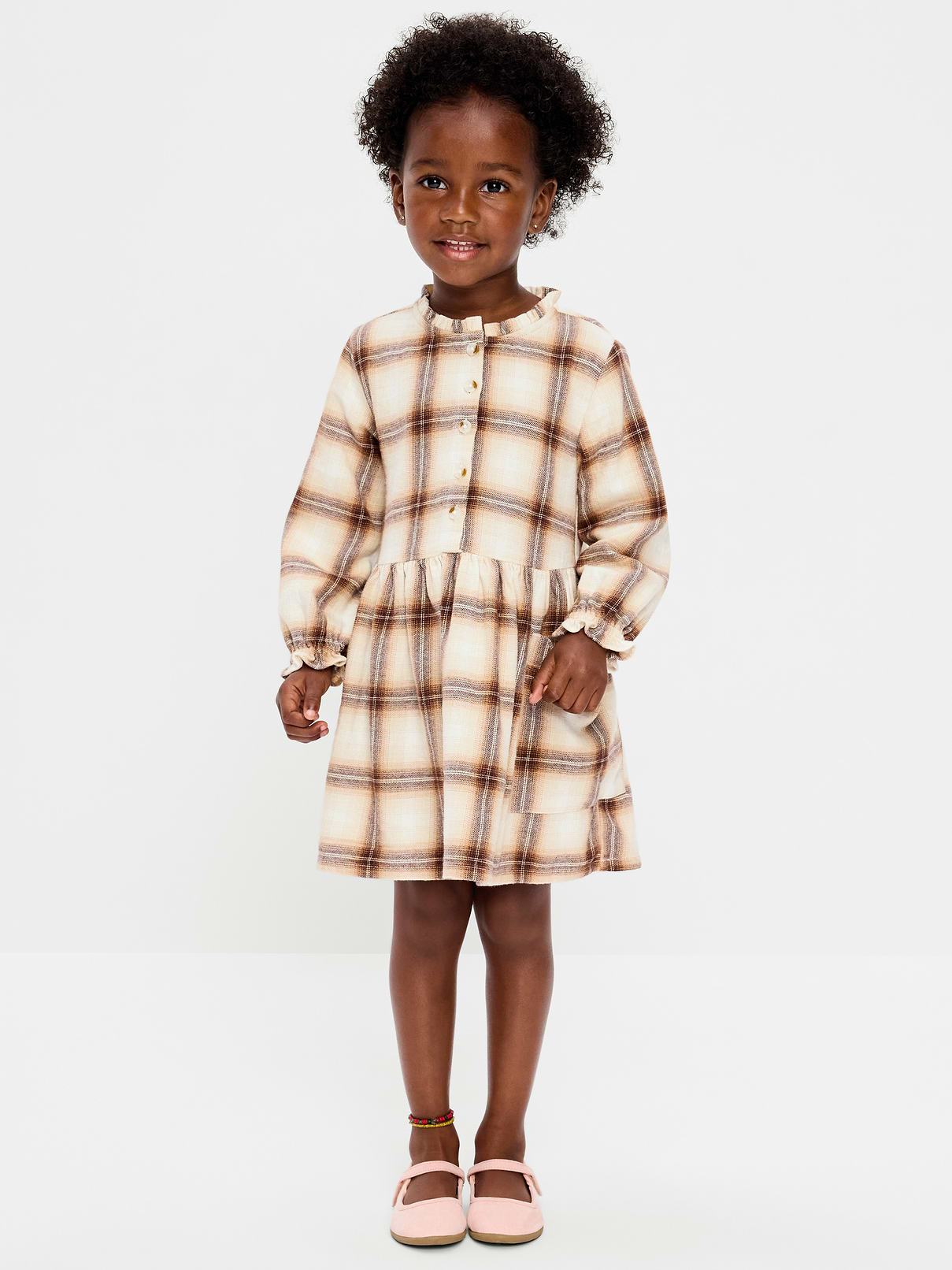 Image number 1 showing, Long-Sleeve Flannel Shirt Dress for Toddler Girls