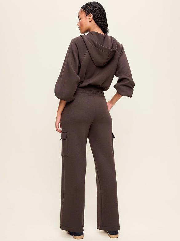 High-Waisted Bounce Fleece Wide-Leg Cargo Sweatpants