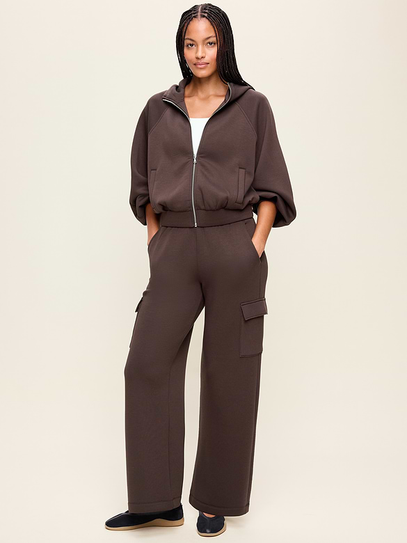 High-Waisted Bounce Fleece Wide-Leg Cargo Sweatpants