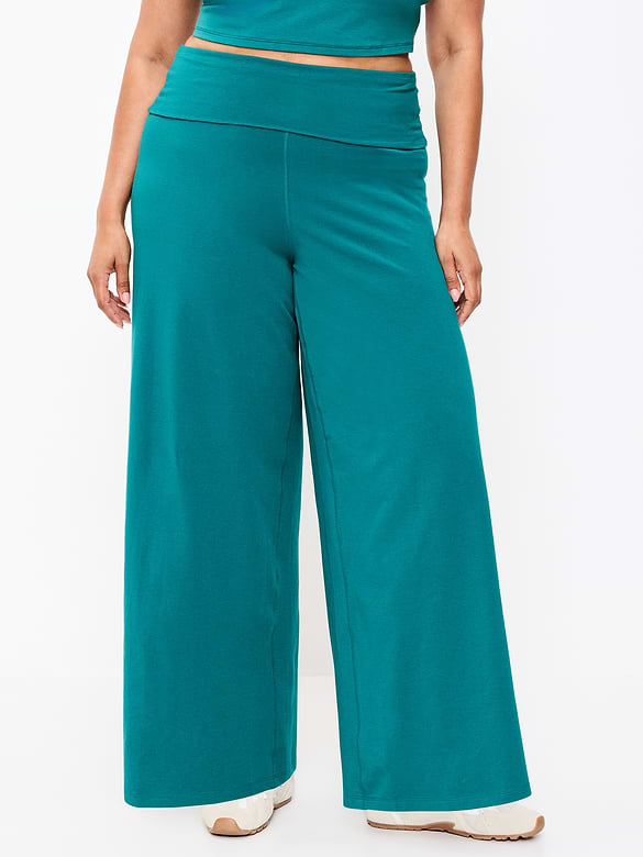 High-Waisted PowerChill Fold-Over Wide-Leg Pants