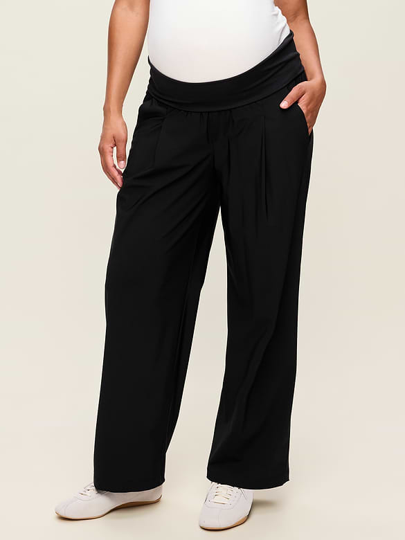 Maternity Rollover-Waist SleekTech Trouser Pants