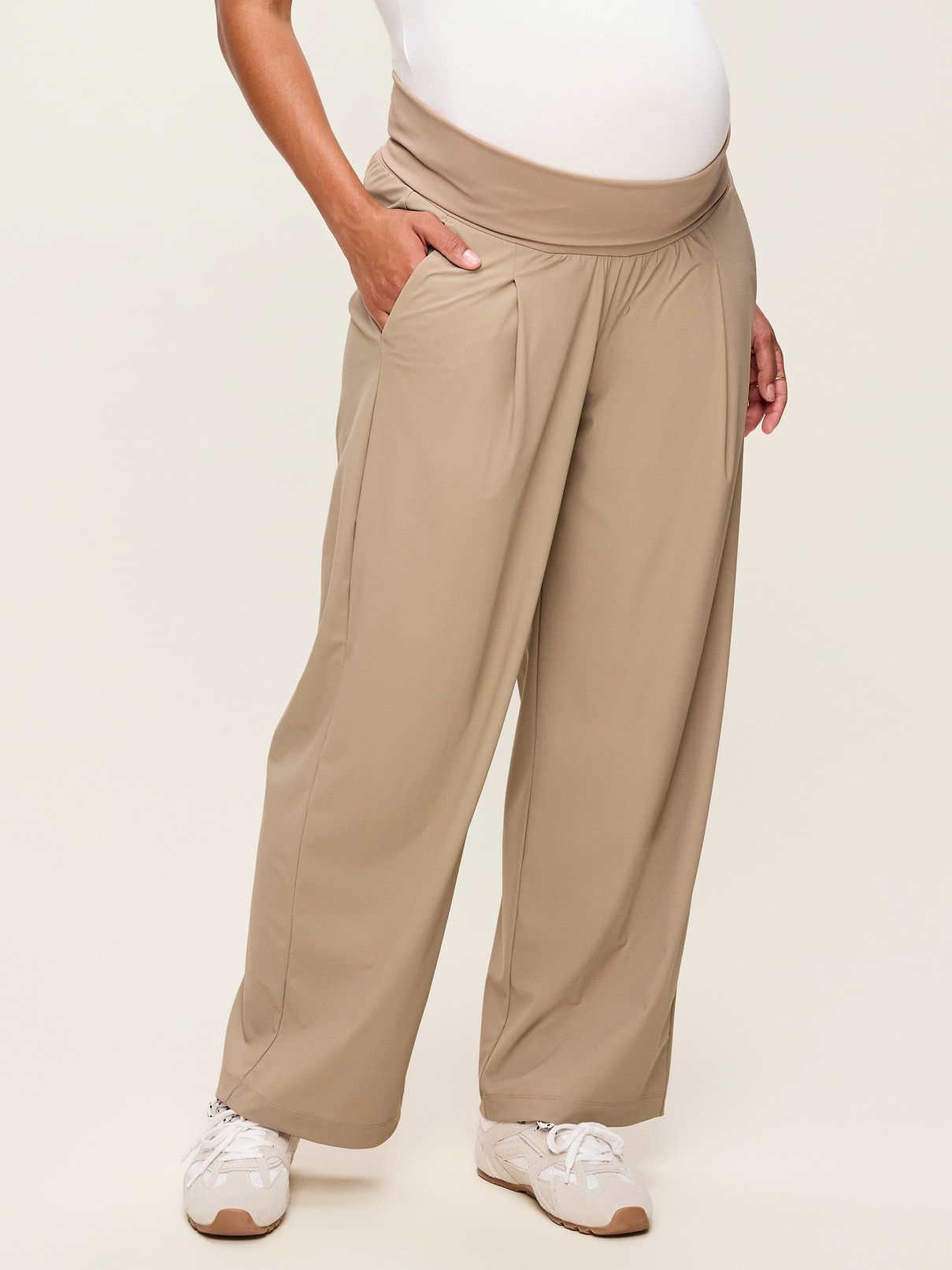 Image number 1 showing, Maternity Rollover-Waist SleekTech Trouser Pants