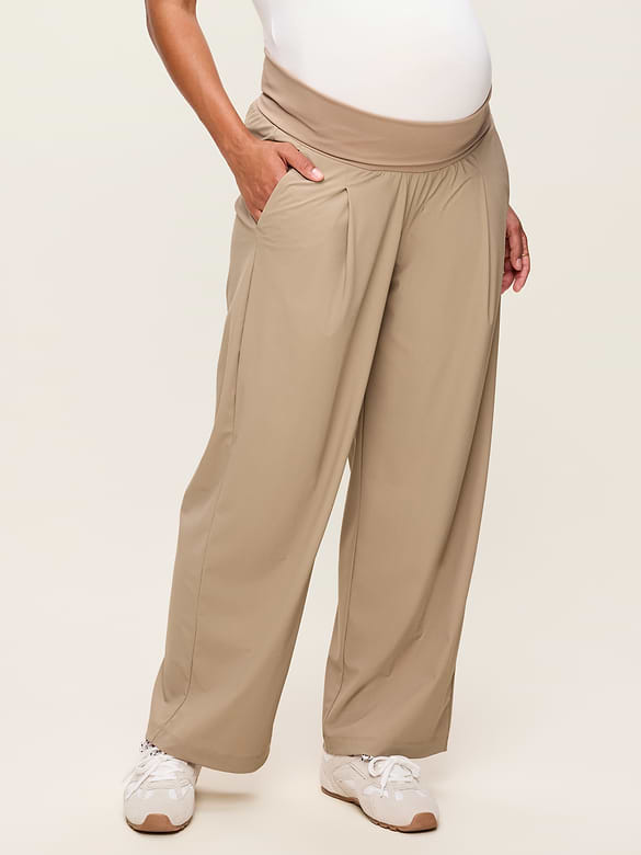 Maternity Rollover-Waist SleekTech Trouser Pants