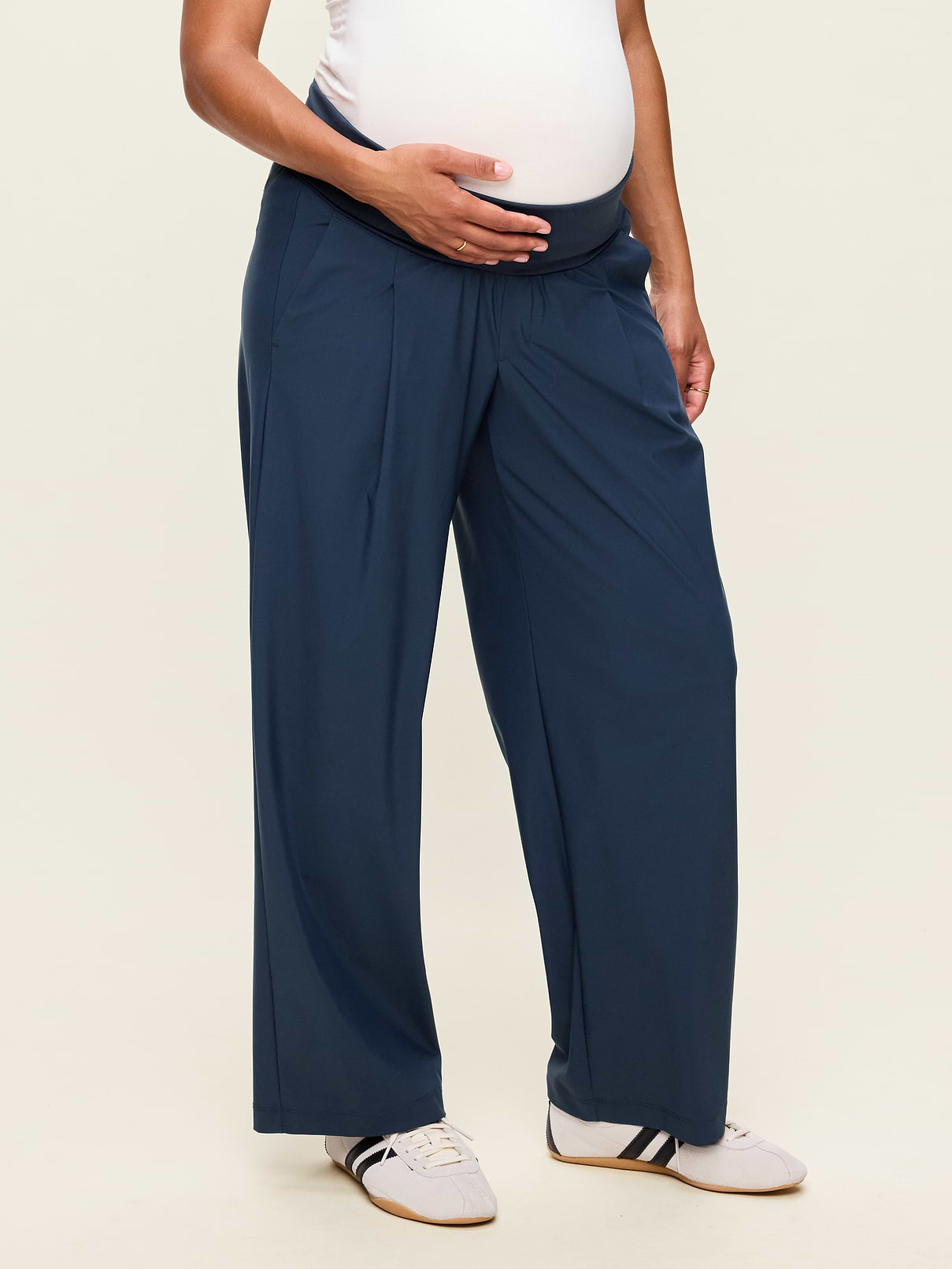 Image number 1 showing, Maternity Rollover-Waist SleekTech Trouser Pants