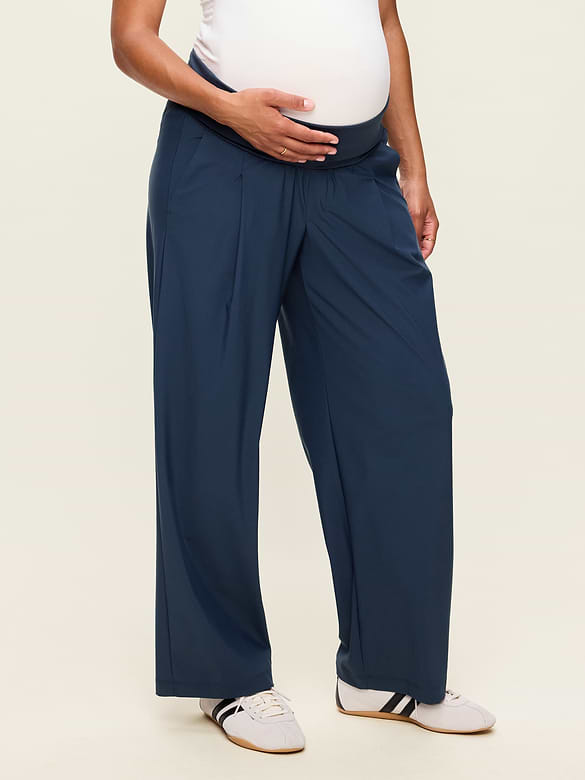 Maternity Rollover-Waist SleekTech Trouser Pants