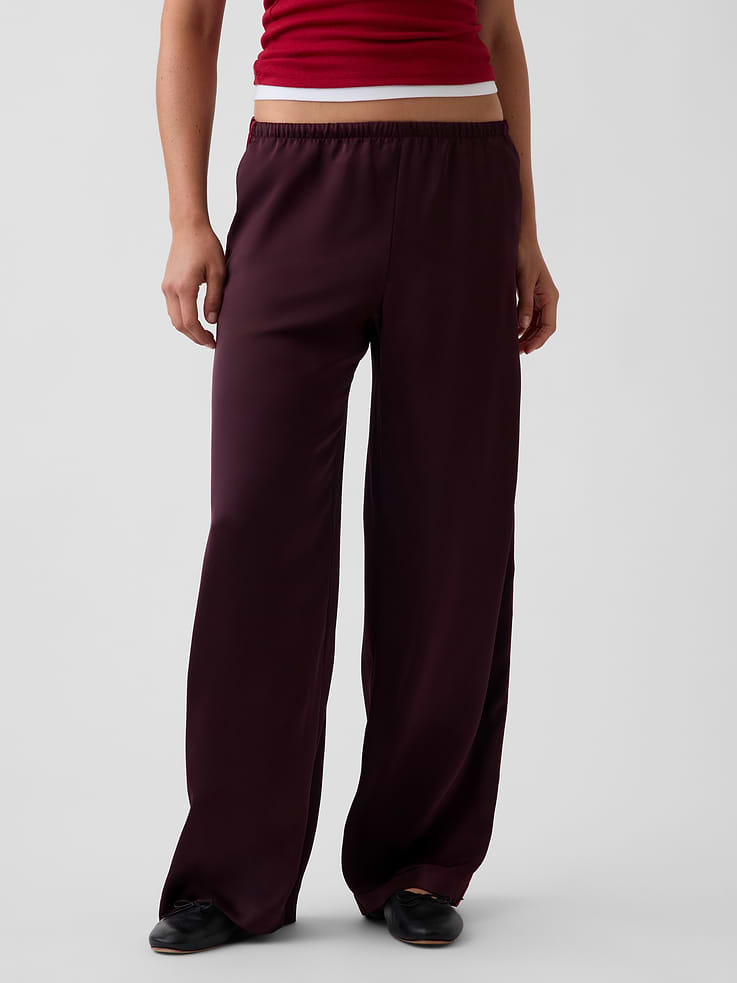 Image number 2 showing, Satin Easy Wide-Leg Pants