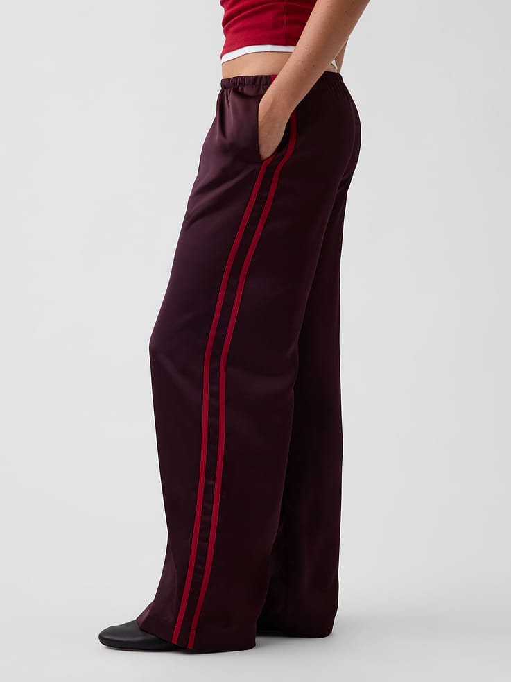Image number 3 showing, Satin Easy Wide-Leg Pants