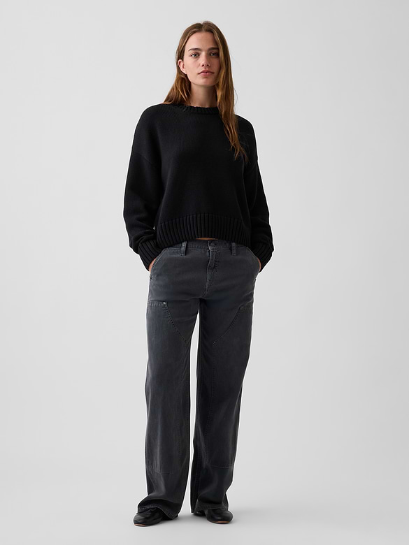 100% Cotton Oversized Crop Sweater